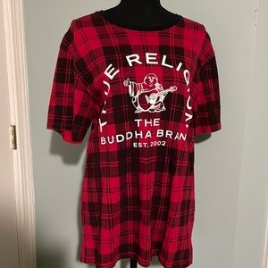 Men’s True Religion Jersey “The Buddha Brand” Red & Black Short Sleeve Size M